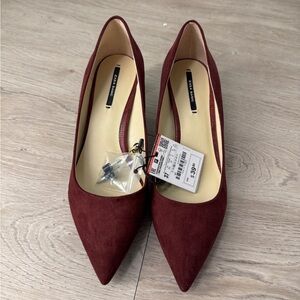 Zara Burgundy Suede Heels